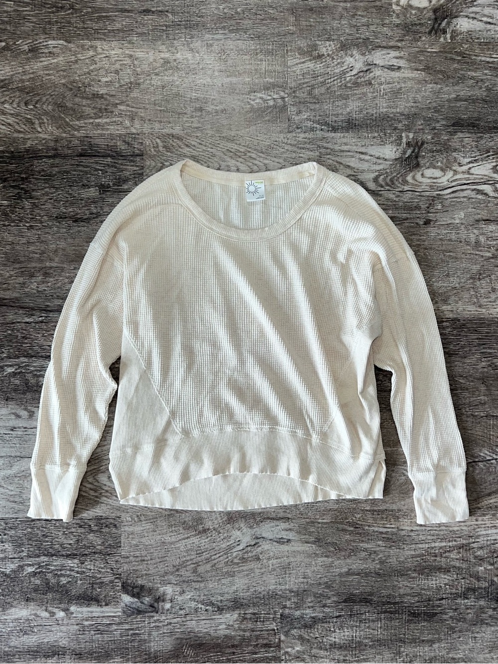 Offline by Aerie Cream Cotton Henley Long Sleeve Sweater Top Women’s Size Medium
